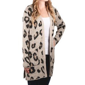 MODERN CANVAS Women's Leopard Open Front Longline Cardigan Sweater XXL